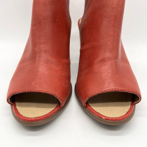 JOSEF SEIBEL Bonnie Leather Peep Toe Bootie Womens 9 Red Slingback Block Heel - Picture 10 of 13